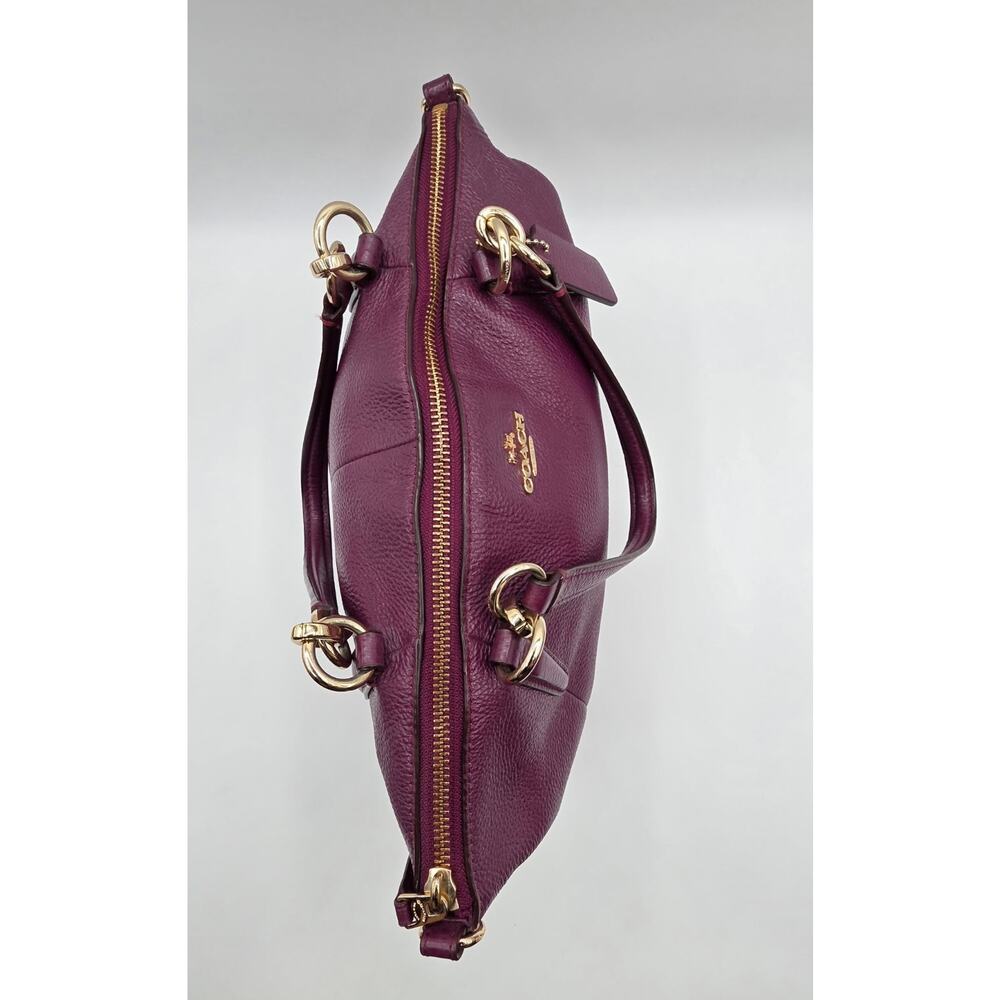 Coach Small Kelsey Pebbled Leather Satchel Bag β Deep Plum β Gold Hardware - Picture 8 of 16